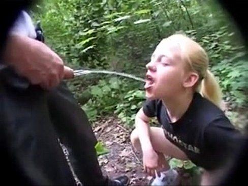 Girls peeing the woods