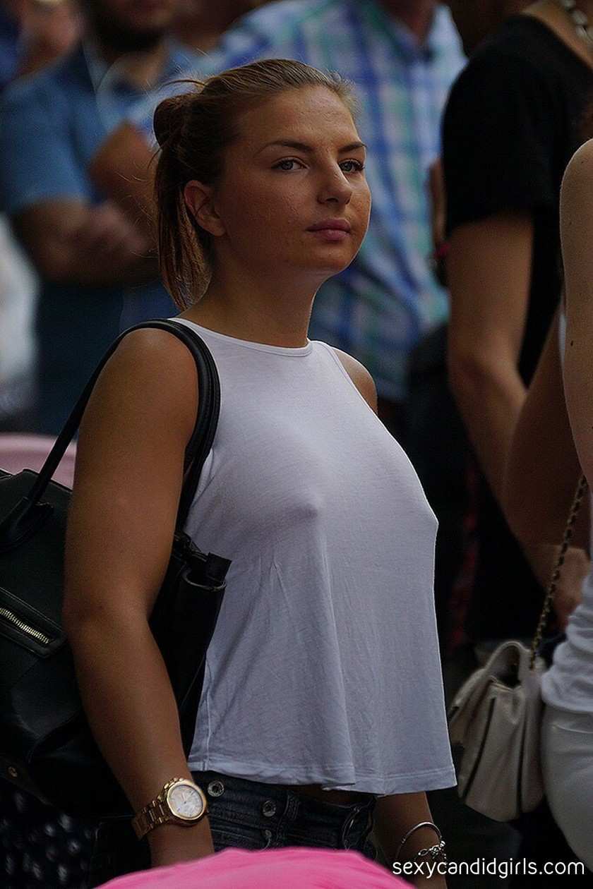 Braless candid