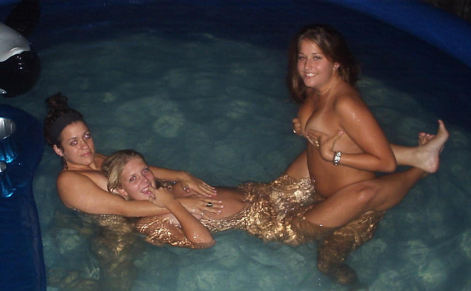 Teens Skinny Dipping Pool Party